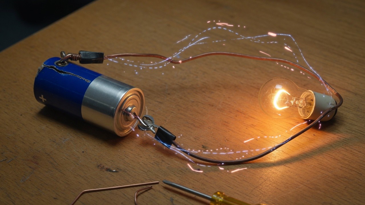 A simple circuit with a battery and bulb