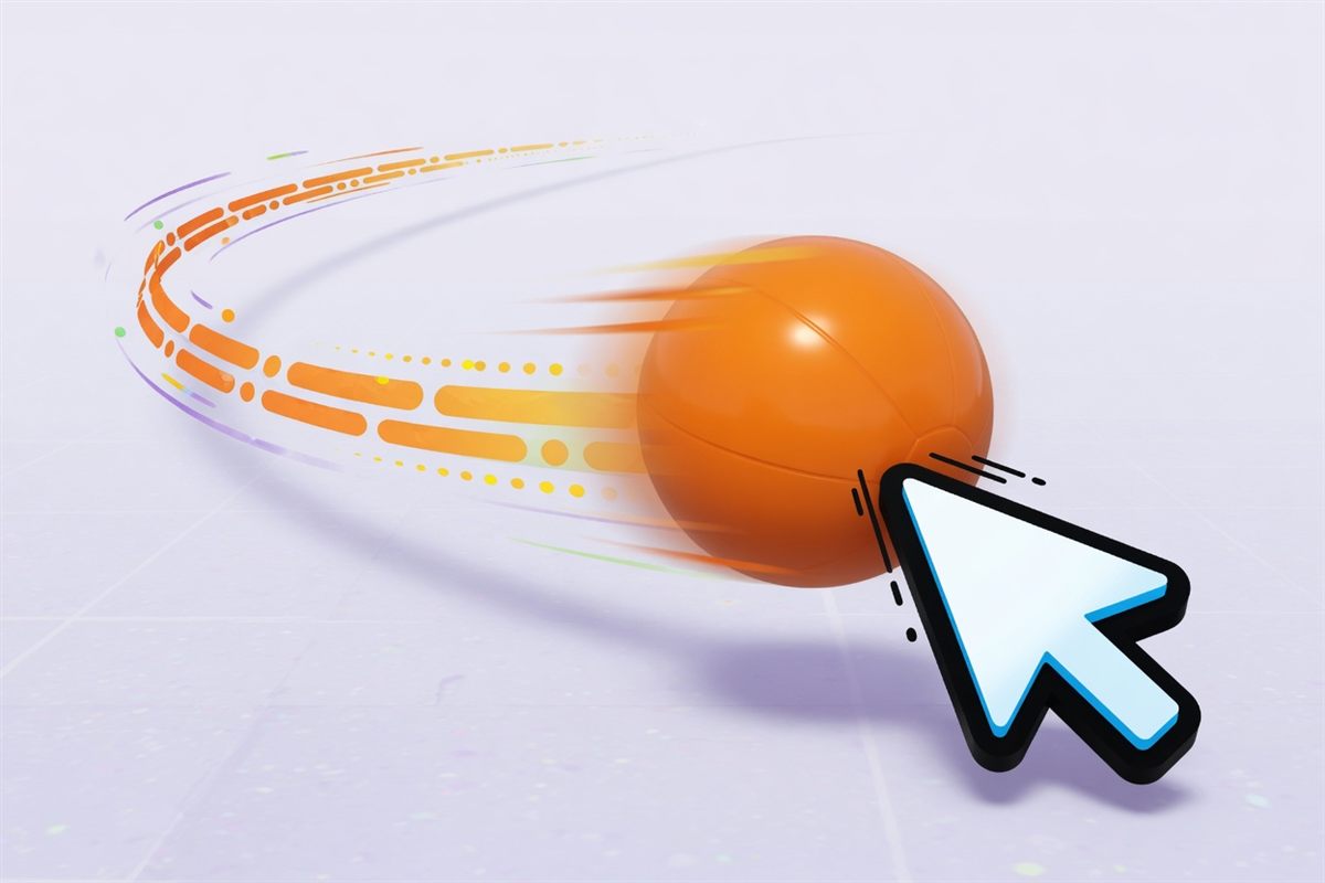 A cursor chasing an orange ball